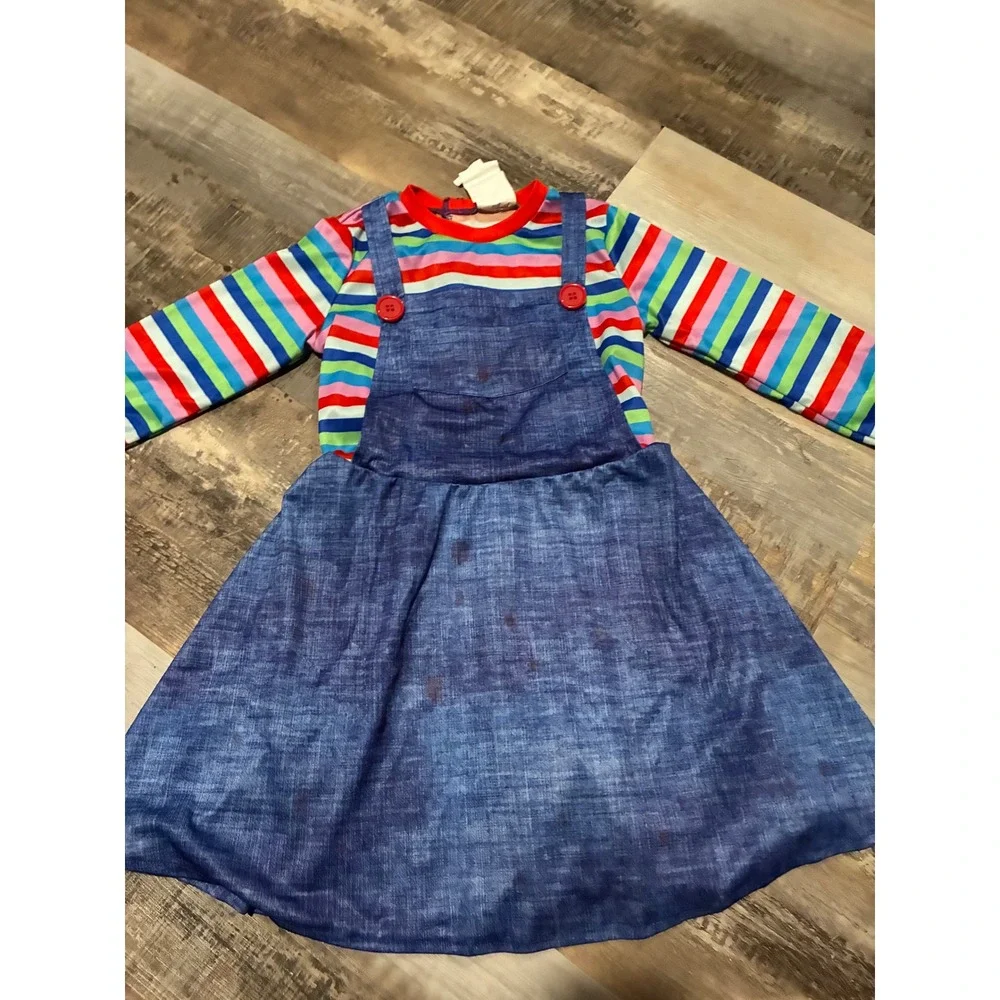 Chucky Child of Play Horror Movie Costume Dress Girls Size 7-8 Medium Multicolor